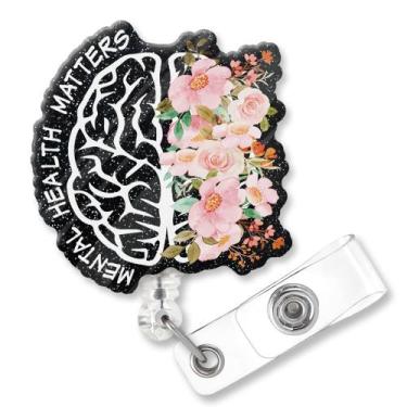 Imagem de Porta-crachá ZBBFSCSB Mental Health Matters Glitter Clip