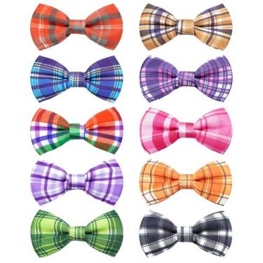 Imagem de Pacote de 10 gravatas-borboleta para cães PET SHOW, xadrez, tamanho pe