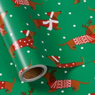 Imagem de Papel de embrulho LeZakaa Christmas Dachshund, rolo de 43x10 m