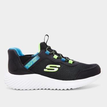 Imagem de Tênis Infantil Skechers Bounder Menino, Preto, Azul, 29