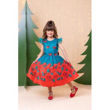 Imagem de Vestido Marie Lola Verde Florido para o Natal, 4