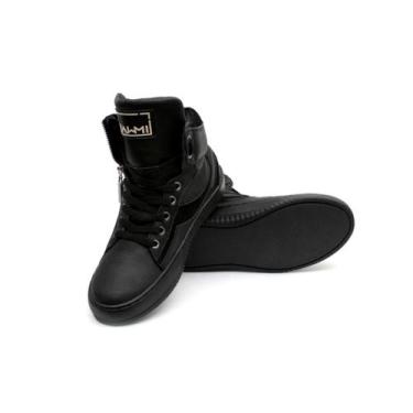 Imagem de Tênis Sneaker Feminino Zíper Cano Alto Academia Couro Legítimo 20500 V