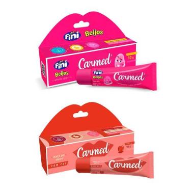 Imagem de Kit 2 Hidratante Labial Carmed Fini Beijos Com Cor Efeito Gloss e Maçã