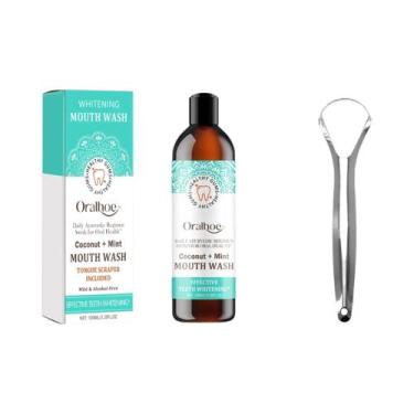 Imagem de Enxaguante Bucal Sem Álcool De Coco E Menta Com Conjunto De Limpador D