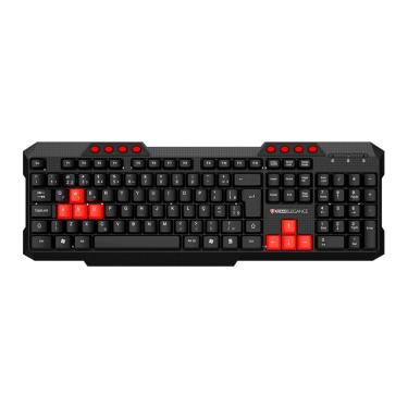Imagem de Teclado Com Fio Kross Multimídia Elegance, USB, ABNT2 - KE-K103V3 Preto/Vermelho