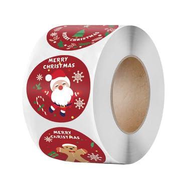 Imagem de 500 adesivos de Natal de 3,8 cm Feliz Natal fofo adesivo impermeável para embalagem de presente de Natal, cartões, envelopes, sacolas de brindes, caixa de lembrancinhas de presente, decorações de