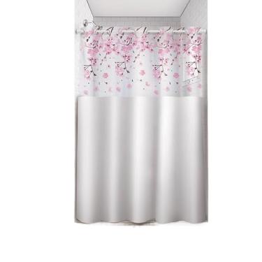 Imagem de Box Banheiro, Cortina para Box de Banheiro Antimofo com Ilhós Impermeável, 1,35 M (Largura) X 2,00 M (Altura)(Cerejeira)