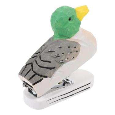 Imagem de shamjina Grampeador de madeira em forma de animal, estatueta artística esculpida à mão, item de papelaria divertido. Ideal para escritório, casa e sala de, Forma de Pato