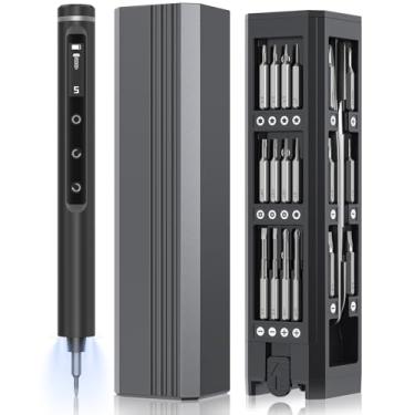 Imagem de Mini chave de fenda elétrica de 3,7 V, conjunto de chave de fenda de precisão 50 em 1, kit de ferramentas de reparo pequeno com 5 torque/bateria de 500 mAh/tela OLED/4 luzes de LED para computador