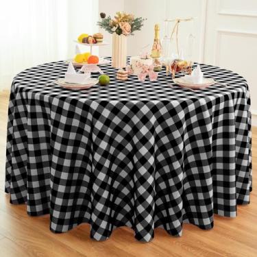 Imagem de Toalha de mesa Essifunia, tecido xadrez impermeável, 275 cm, redonda