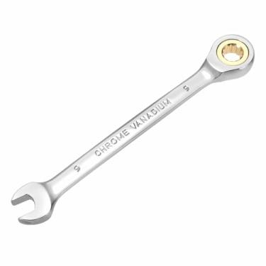 Imagem de HARFINGTON Chave de combinação de catraca 9 mm métrico 12 pontos CR-V aço cromado alongamento caixa dupla chave catraca de extremidade aberta com 72 dentes e chave inglesa de 5° para reparo