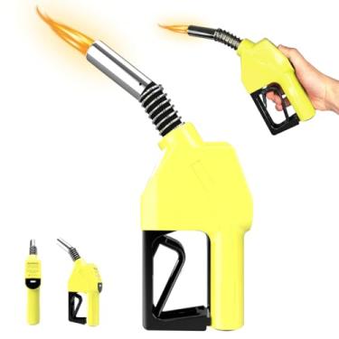 Imagem de Isqueiro de bomba de gás, tocha de butano recarregável em tamanho real, chama ajustável, modo de chama contínua, trava de segurança, tocha de cozinha multiuso, acendedor de vela de acampamento (gás