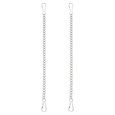 Imagem de PATIKIL 2 correntes suspensas com ganchos, ganchos de plantas de 19 cm para alimentadores de pássaros, lanternas, sinos de vento, quadros-negros e ornamentos, prata