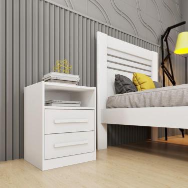 Imagem de Mesa De Cabeceira Barcelona 2 Gavetas Tcil Neve