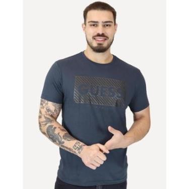 Imagem de Camiseta Guess Masculina Los Angeles Logo Block Azul Marinho-Masculino
