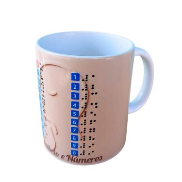 Imagem de Caneca Exclusiva Em Braile Aprendendo Alfabeto E Números