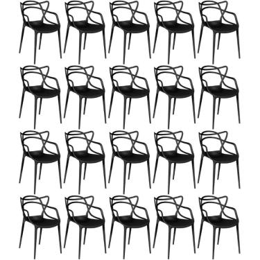 Imagem de Kit 20 Cadeiras De Jantar Allegra Prática Empilhável - Preto