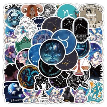 Imagem de Pacote de adesivos Signos do Zodíaco, 50 peças de desenho animado, astrologia, signo estelar