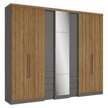 Imagem de Guarda Roupa Casal Absolut Plus Glass 7 Portas Grafite Almendra Acetinado - Thb