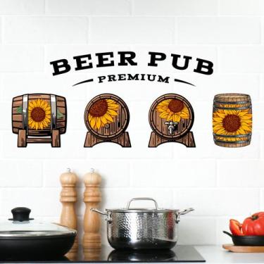 Imagem de Adesivos de parede Beer Pub Premium Sunflower Barrel PVC 30x59cm - yiw