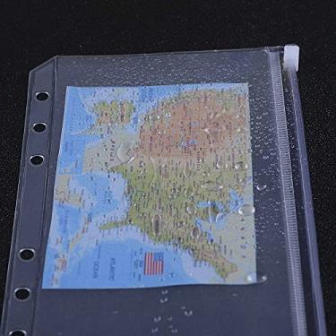 Imagem de 15 bolsos de plástico para fichário com 6 furos com zíper, pastas à prova d'água, fichário para caderno, folhas soltas, sacos de arquivamento de documentos para arquivo, papel A5, papel A6, documento