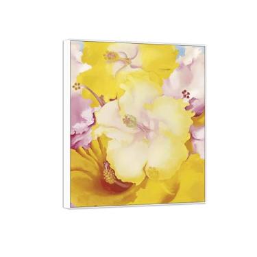 Imagem de BMZFYBS Georgia O'Keeffe Famosa impressão em tela de arte de parede pronta para pendurar - hibisco-quadro branco para decoração de sala de estar 30 x 35 cm 12 x 13 pol