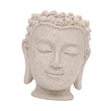 Imagem de Generic Vaso de flores em formato de cabeça de Buda com furo de drenagem para plantas de interior, ideal para casa, mesa, escritório e cozinha, Altura 11.2 Cm