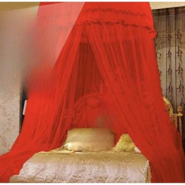 Imagem de Mosquiteiro Teto Casal Gigante Indiano com Abertura Lateral – Para Cama King, Queen e Box, 12m de Proteção Completa e Conforto(vermelho)