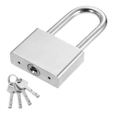 Imagem de PATIKIL Trava resistente de 57,5 mm, 1 cadeado de liga de aço de alta segurança com 4 chaves para janela de porta de armazenamento de contêiner de transporte de armazém (H: 106 mm