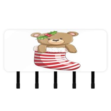 Imagem de Burbuja Porta-chaves de Natal com 5 ganchos, porta-chaves autoadesivo montado na parede, organizador de armazenamento de correio para entrada, decoração de casa