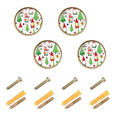 Imagem de Burbuja Puxadores de armário de cozinha Gnomos, pacote com 4, puxadores redondos de 3,5 cm, puxadores de cômoda com parafusos para armários de cozinha, quarto, armário