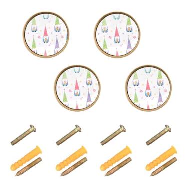 Imagem de Burbuja Puxadores de armário de cozinha Gnomos, pacote com 4, puxadores redondos de 3,5 cm, puxadores de cômoda com parafusos para armários de cozinha, quarto, armário