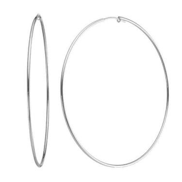 Imagem de Brinco Argola Feminino Adulto Grande 6,5cm Prateado Aço Inox - TOTAL