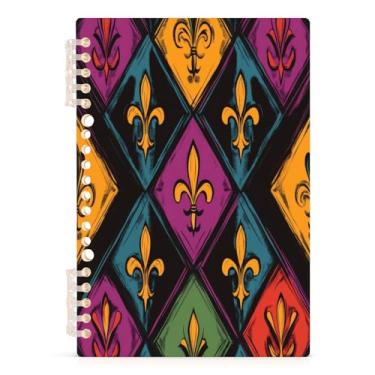 Imagem de Burbuja Caderno xadrez de carnaval, papel pautado universitário A5 com 60 folhas, fichário para escritório, 1 pacote