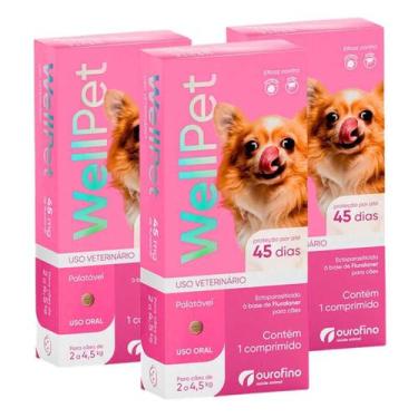Imagem de Combo 3 WellPet 45 mg Cães de 2 a 4,5Kg Ourofino - 1 Comprimido