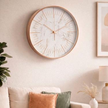 Imagem de Relógio De Parede Redondo Decorativo Rose Gold Elegante 30cm