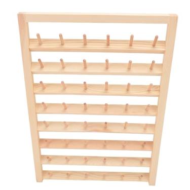 Imagem de Yosoo Carretel de Bordado para Montagem Em Parede, Rack de Linha Com 48 Carretéis, Organizador de Suporte de Linha de Madeira para Costura, Acolchoamento, Bordado, Com Ganchos de