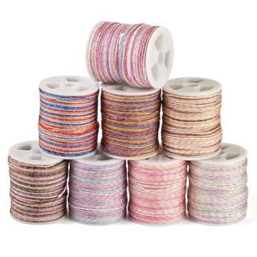 Imagem de 8 rolos de 1 mm fio metálico de nylon tingido por segmento para fazer joias faça você mesmo, pulseira trançada, colar, chaveiros, colorido, faça você mesmo, artesanato, acessórios, decorações