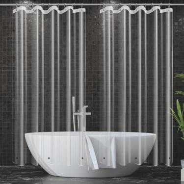 Imagem de Hereisa [Pacote com 2 extralongos | Forro de cortina de chuveiro de plástico transparente estreito 137 x 199 cm, leve 3G - Transparência cristalina, forros impermeáveis para banheiro e banheira, fácil