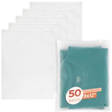 Imagem de Frametory Pacote com 50 bolsas de 23 x 30 cm com zíper fosco para roupas, camisetas para envio de roupas, jeans, 3 mm com orifícios de ventilação