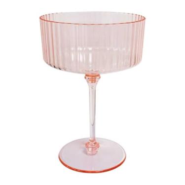 Imagem de ZOMUIA Copos de cupê canelados, 16 peças, copos de plástico champanhe de 293 ml, copos de coquetel de acrílico destacáveis, copos de plástico para bares, vinho, sobremesa, copos de coquetel (rosa)
