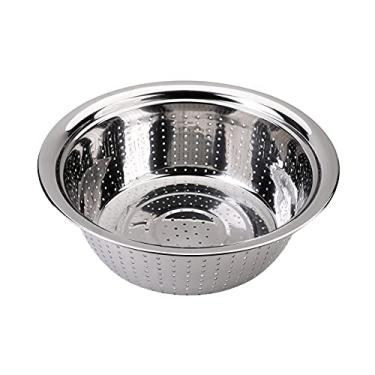 Imagem de Cômoda de Cozinha Aço Inoxidável com Buracos Drenagem Bacia para Lavar Legumes Frutas Arroz e Feijão recipiente mistura armazenamento lavagem grãos in