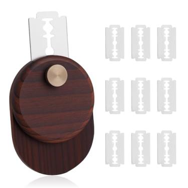 Imagem de Lâmina para Pão UFO, 6,4x4,6cm Ferramenta Redonda para Marcar Fermento Natural com 10 Lâminas de Barbear e Manual de Instruções por Utensílios Panificação(Marrom)