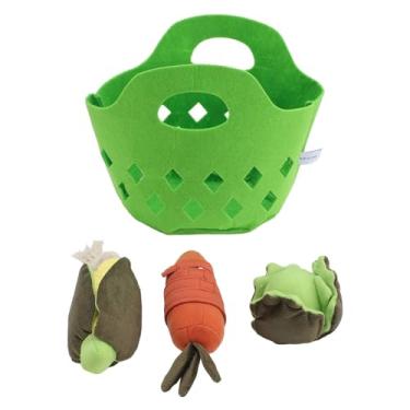 Imagem de Cryfokt Cesta de Vegetais para Crianças, Brinquedos de Pelúcia, Cenoura, Repolho, Milho para Brincar Criativo e Aprender