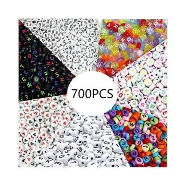 Imagem de 7 Cores 700 Peças De Miçangas Redondas De Letras 7x4mm Miçangas De Acr