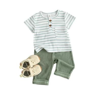 Imagem de Conjunto De Camiseta De Manga Curta E Calças Longas De Malha Waffle Im