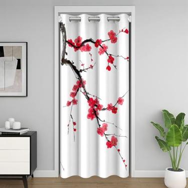 Imagem de Feelyou Cortina de porta de flores de cerejeira privacidade 1 painel, 132.1 cm x 213.4 cm cortina de cobertura de porta estilo japonês Sakura flor Sakura 30%-50% escurecimento do quarto cortina