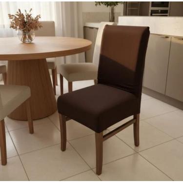Imagem de Kit 6 Capas Para Cadeira Jantar Homelar Spandex Premium Luxo, Marrom, 