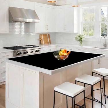 Imagem de Tapete de silicone grande de 120 cm x 80 cm para balcão de cozinha, protetor de bancada antiderrapante resistente ao calor de 1,5 mm, tapete de silicone impermeável para ilha de cozinha, preto