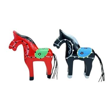 Imagem de XLWLLNJ Enfeite de Mesa em Forma de Cavalo de Madeira para Estante, Sala de Estar Ou Mesa de Cabeceira.